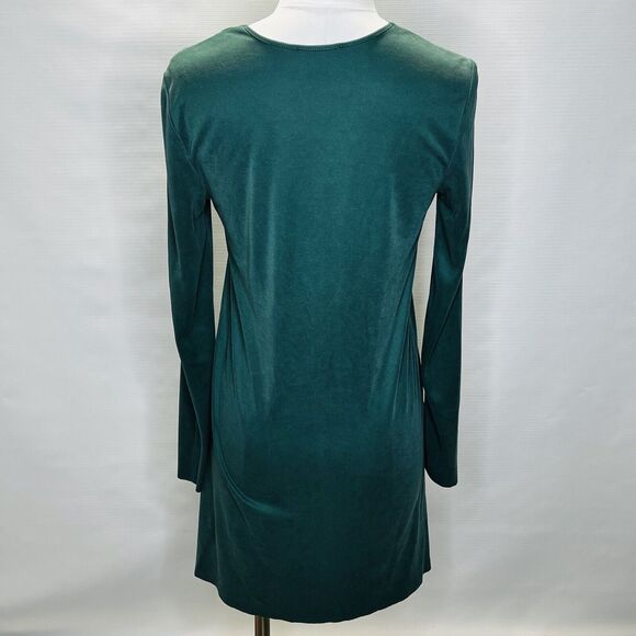 Trouve Dark Green Tunic Size Small, V Neck, Long Sleeve, Side Slit, High Low - Picture 3 of 8